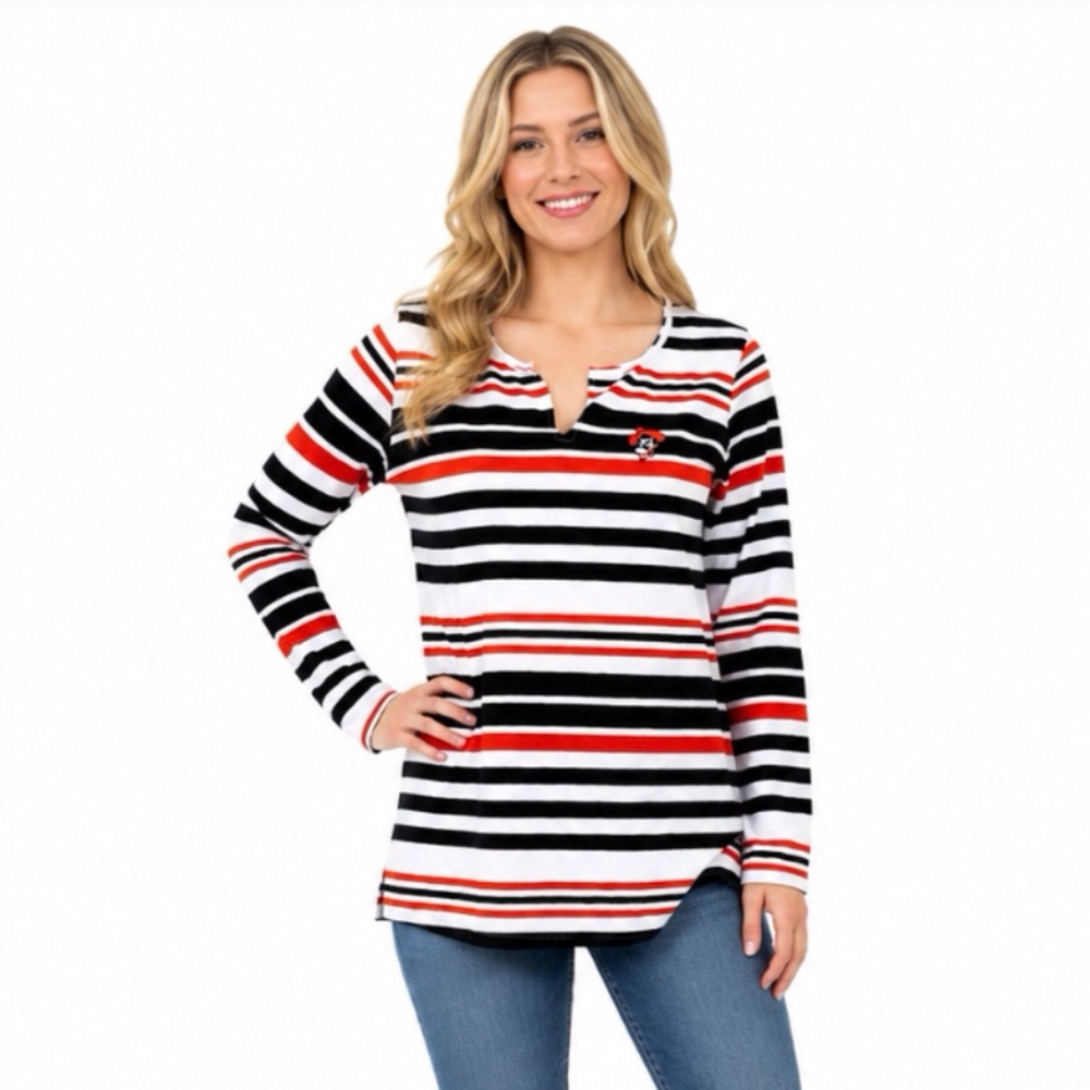 Oklahoma State Cowboys Womens Top Size Small Striped Tunic Relaxed Fit Fleece